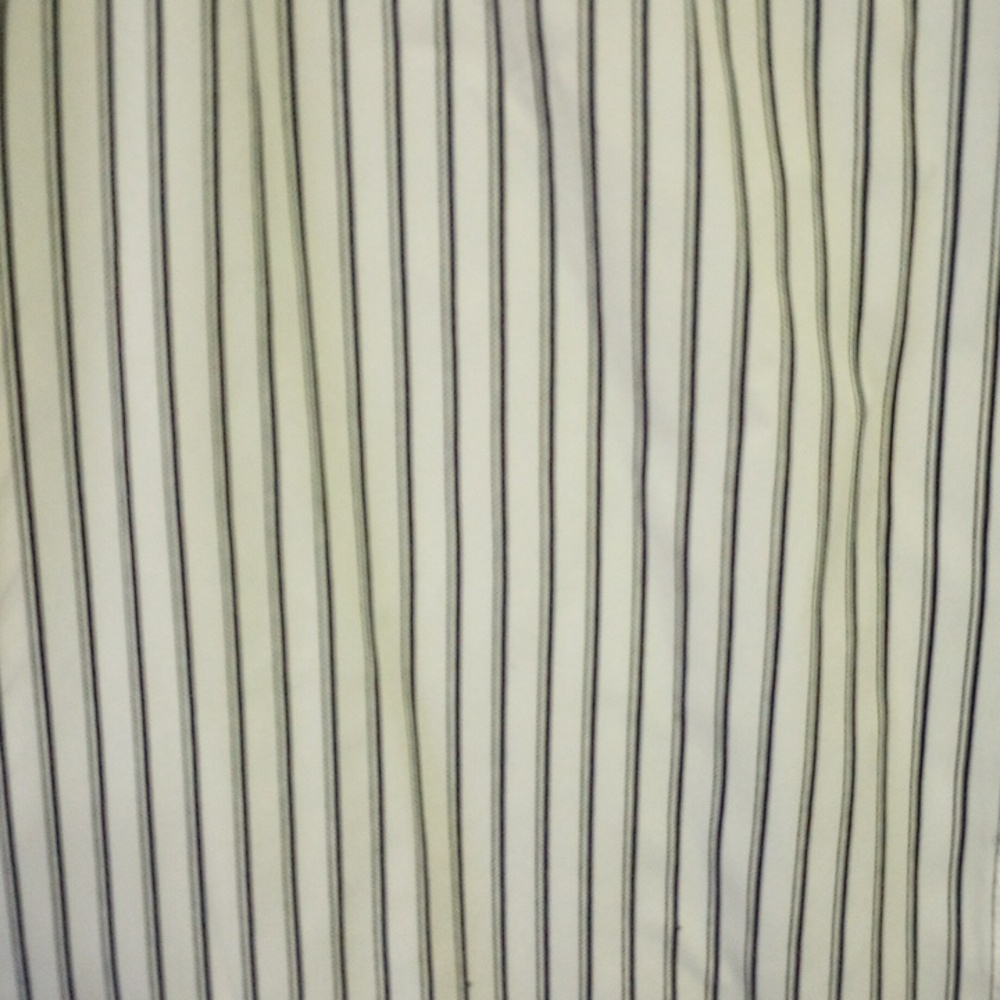 Levi Strauss Cream/White & Black Striped Polyester Vintage Blouse w/ High Neck - Picture 6 of 6
